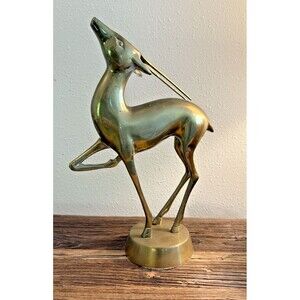 Vintage Brass MCM Large Antelope Gazelle Deer Figurine 13.5 Inches